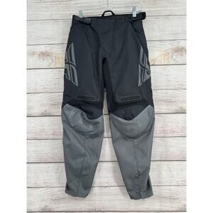 Fly Racing F-16 Motocross Pants Mens 30 Black Gray Hip Pads Adjustable Waist